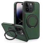 For iPhone 14 Pro Yashi 360 Degree Rotating MagSafe Bracket Phone Case(Dark Green)