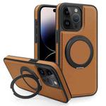 For iPhone 14 Pro Yashi 360 Degree Rotating MagSafe Bracket Phone Case(Brown)