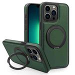 For iPhone 13 Pro Max Yashi 360 Degree Rotating MagSafe Bracket Phone Case(Dark Green)