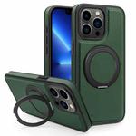For iPhone 13 Pro Yashi 360 Degree Rotating MagSafe Bracket Phone Case(Dark Green)