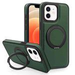 For iPhone 12 Yashi 360 Degree Rotating MagSafe Bracket Phone Case(Dark Green)