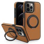For iPhone 12 Pro Yashi 360 Degree Rotating MagSafe Bracket Phone Case(Brown)