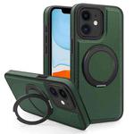 For iPhone 11 Yashi 360 Degree Rotating MagSafe Bracket Phone Case(Dark Green)