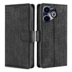 For Infinix Hot 40i Skin Feel Crocodile Magnetic Clasp Leather Phone Case(Black)