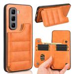 For Infinix Hot 50 Pro 4G Cow Pattern Sewing Card Bag Phone Case(Orange)