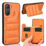 For vivo Y03 4G Cow Pattern Sewing Card Bag Phone Case(Orange)