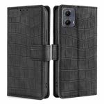 For Motorola Edge 5G 2024 Skin Feel Crocodile Magnetic Clasp Leather Phone Case(Black)