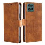 For Motorola Edge 50 5G Skin Feel Crocodile Magnetic Clasp Leather Phone Case(Brown)