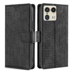 For Motorola Edge 50 Ultra Skin Feel Crocodile Magnetic Clasp Leather Phone Case(Black)