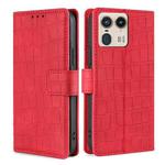 For Motorola Edge 50 Ultra Skin Feel Crocodile Magnetic Clasp Leather Phone Case(Red)