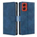 For Motorola Moto G Stylus 5G 2024 Skin Feel Crocodile Magnetic Clasp Leather Phone Case(Blue)