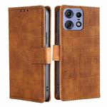 For Motorola Edge 50 Pro 5G Skin Feel Crocodile Magnetic Clasp Leather Phone Case(Brown)