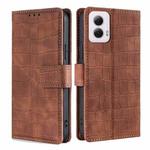 For Motorola Moto G Power 5G 2024 Skin Feel Crocodile Magnetic Clasp Leather Phone Case(Brown)