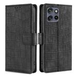 For Motorola Edge 50 Neo 5G Skin Feel Crocodile Magnetic Clasp Leather Phone Case(Black)