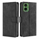 For Motorola Moto G35 5G Skin Feel Crocodile Magnetic Clasp Leather Phone Case(Black)