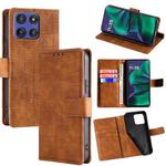 For Motorola Moto G Stylus 5G 2025 Skin Feel Crocodile Magnetic Clasp Leather Phone Case(Brown)