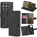 For Motorola Edge 60 Pro 5G Skin Feel Crocodile Magnetic Clasp Leather Phone Case(Black)