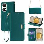 For Huawei P50 Pro Crossbody Chain Leather Phone Case(Green)
