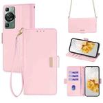 For Huawei P60 / P60 Pro Crossbody Chain Leather Phone Case(Pink)