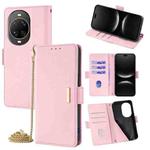 For Huawei nova 14 Ultra 5G Crossbody Chain Leather Phone Case(Pink)