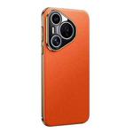 For Huawei Pura 70 Litchi Texture Genuine Leather Phone Case(Orange)