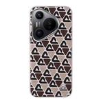 For Huawei Pura 70 Plain Leather Printed Cooling Phone Case(Brown)