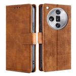 For OPPO Find X7 Ultra 5G Skin Feel Crocodile Magnetic Clasp Leather Phone Case(Brown)