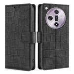 For OPPO Find X7 5G Skin Feel Crocodile Magnetic Clasp Leather Phone Case(Black)