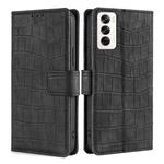 For OPPO Reno12 5G Global Skin Feel Crocodile Magnetic Clasp Leather Phone Case(Black)