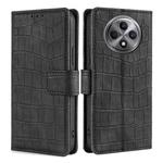 For OPPO Reno12 F 5G Skin Feel Crocodile Magnetic Clasp Leather Phone Case(Black)