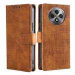 For OPPO Reno12 F 5G Skin Feel Crocodile Magnetic Clasp Leather Phone Case(Brown)