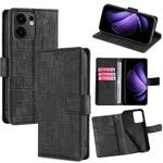 For OPPO Reno13 F 5G / 4G Skin Feel Crocodile Magnetic Clasp Leather Phone Case(Black)
