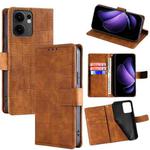 For OPPO Reno13 F 5G / 4G Skin Feel Crocodile Magnetic Clasp Leather Phone Case(Brown)