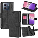 For OPPO A5x 5G Global Skin Feel Crocodile Magnetic Clasp Leather Phone Case(Black)