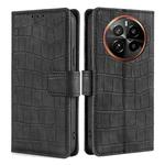 For Realme GT5 Pro 5G Skin Feel Crocodile Magnetic Clasp Leather Phone Case(Black)