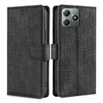 For Realme C61 4G Skin Feel Crocodile Magnetic Clasp Leather Phone Case(Black)