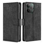 For Realme GT Neo6 SE Skin Feel Crocodile Magnetic Clasp Leather Phone Case(Black)