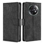 For Realme 13 Pro 5G Skin Feel Crocodile Magnetic Clasp Leather Phone Case(Black)