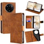 For Realme 14 Pro+ 5G Skin Feel Crocodile Magnetic Clasp Leather Phone Case(Brown)