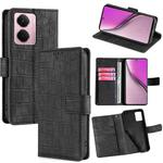 For Realme P3 Pro 5G Global Skin Feel Crocodile Magnetic Clasp Leather Phone Case(Black)