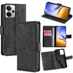 For Realme 14 5G Global Skin Feel Crocodile Magnetic Clasp Leather Phone Case(Black)