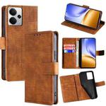 For Realme 14 5G Global Skin Feel Crocodile Magnetic Clasp Leather Phone Case(Brown)