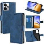 For Realme 14 5G Global Skin Feel Crocodile Magnetic Clasp Leather Phone Case(Blue)