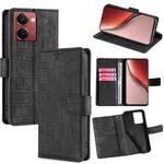 For Realme P3 Ultra 5G Skin Feel Crocodile Magnetic Clasp Leather Phone Case(Black)
