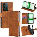 For Realme C71 4G Skin Feel Crocodile Magnetic Clasp Leather Phone Case(Brown)