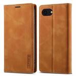 For iPhone SE 2024 LC.IMEEKE Strong Magnetic Leather Phone Case with Holder & Card Slots & Wallet(Brown)