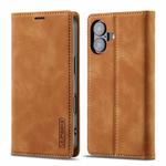 For iPhone 17 LC.IMEEKE Strong Magnetism Microfiber Leather Phone Case(Brown)
