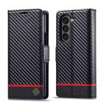 For Samsung Galaxy Z Fold6 5G LC.IMEEKE Carbon Fiber Leather Phone Case(Horizontal Black)