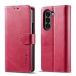 For Samsung Galaxy Z Fold6 5G LC.IMEEKE Calf Texture Leather Phone Case(Red)