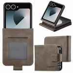 For Samsung Galaxy Z Flip7 5G LC.IMEEKE Calf Texture Leather Phone Case(Grey)